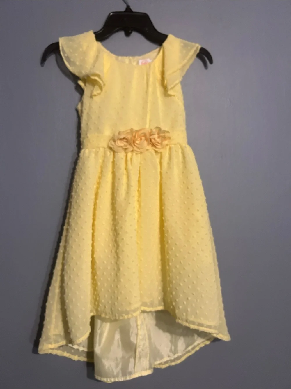 wonder nation Yellow Dot-Swiss High-Low Dress with Floral Waist